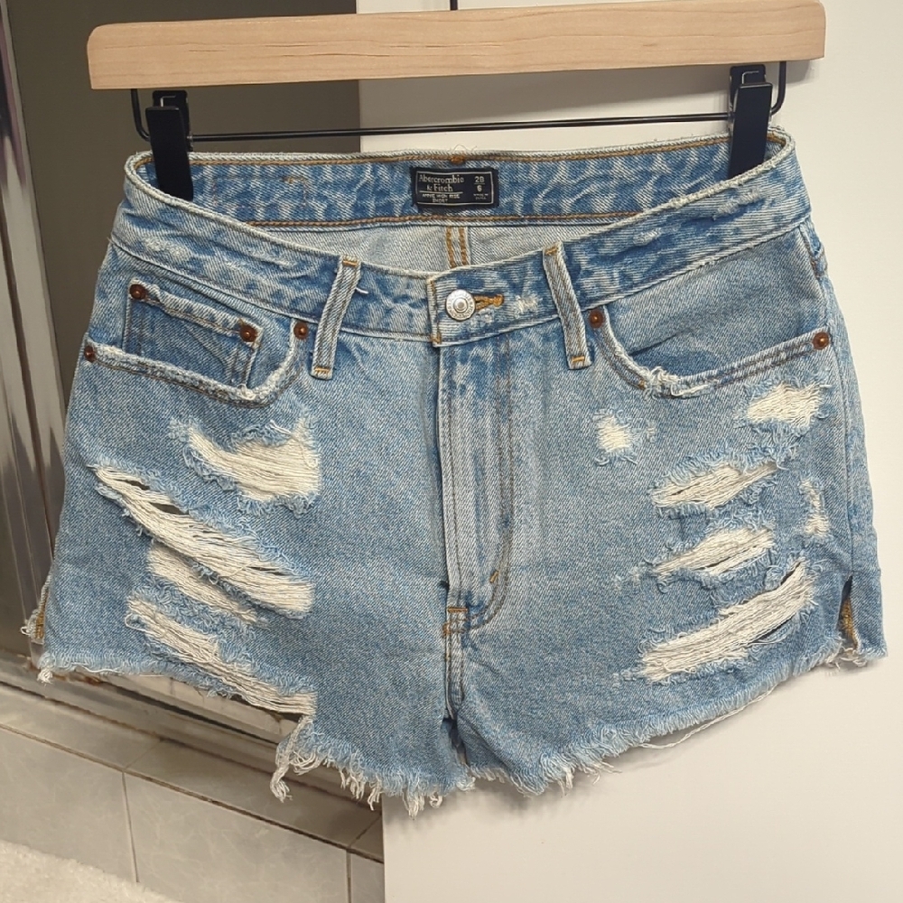 Distressed Blue Denim Shorts